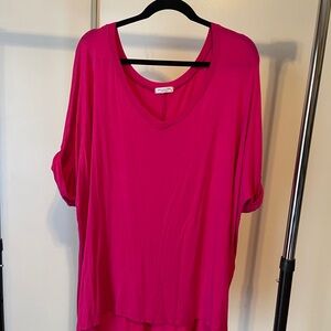 Women's Pink V-Neck Top